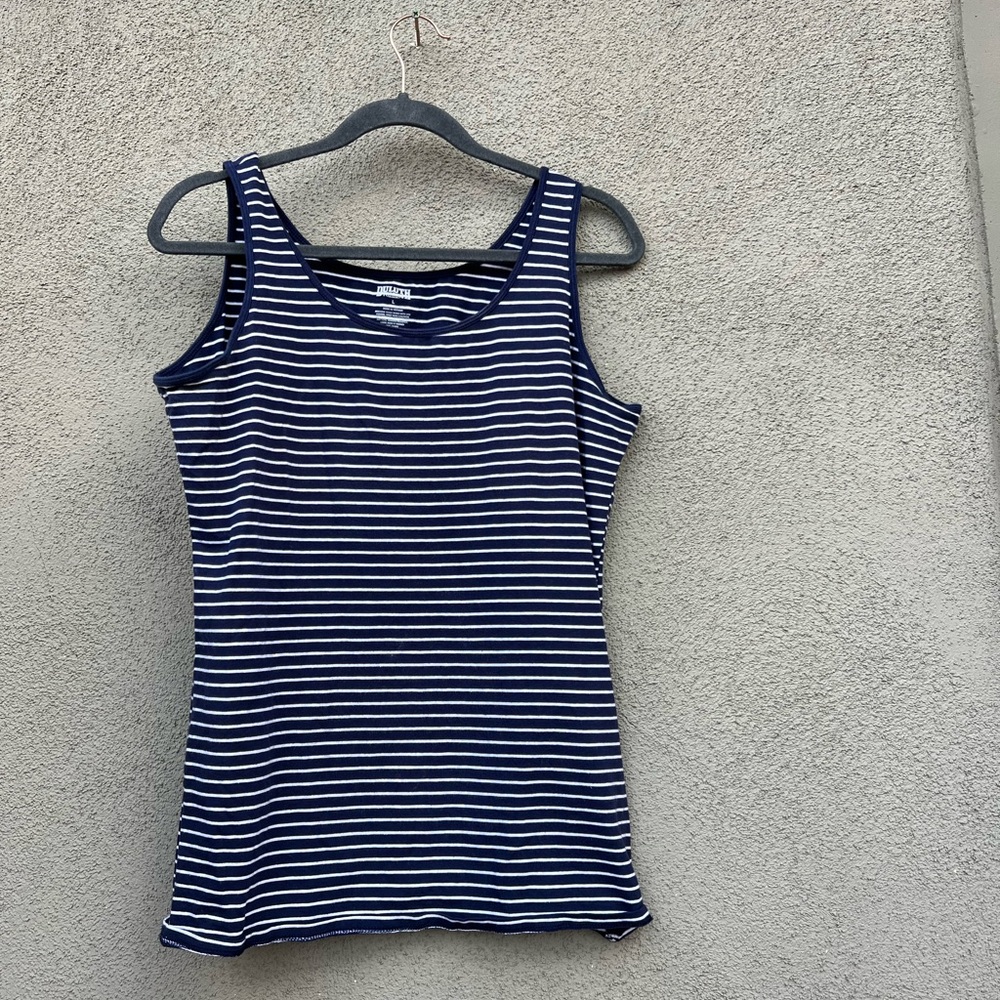 Duluth Trading Co Women's Striped Tank Top Blue/White Size Womens Large